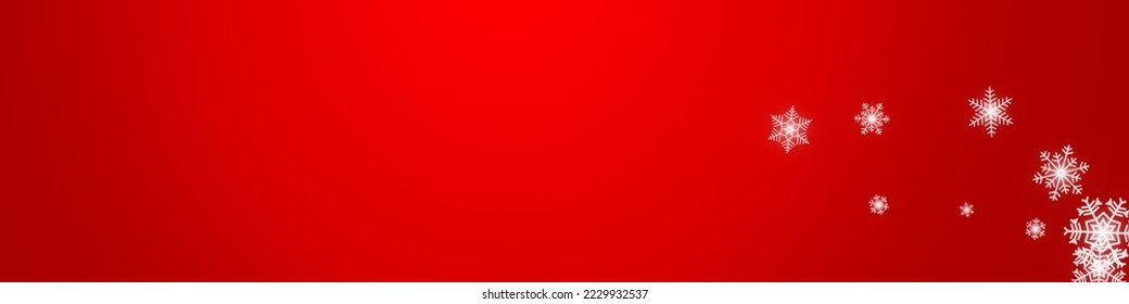 Silver Snowfall Vector Red Panoramic Background. magic White Snowflake Illustration. Snow Falling Holiday.