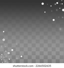 Silver Snowfall Vector Transparent Background. Winter Snow Pattern. Gray Abstract Backdrop. magic Snowflake Texture.