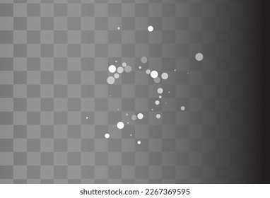 Silver Snowfall Vector Transparent Background. Abstract Gray Snowflake Pattern. Snow magic Backdrop.