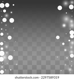 Silver Snowfall Vector Transparent Background. Light Snowflake Illustration. Gray Winter Wallpaper. New Snow Holiday.