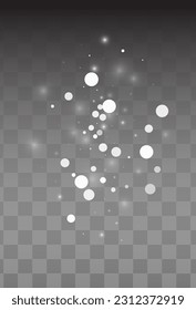 Silver Snowfall Vector Transparent Background. Abstract Snow Illustration. White Christmas Pattern. magic Snowflake Card.