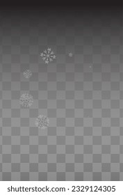 Silver Snowfall Vector Transparent Background. Holiday Snowflake Texture. White Sky Holiday. Abstract Snow Illustration.
