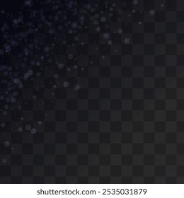 Silver Snowfall Vector Transparent Background. Xmas Snowflake Banner. Gray Falling Card. Holiday Snow Backdrop.