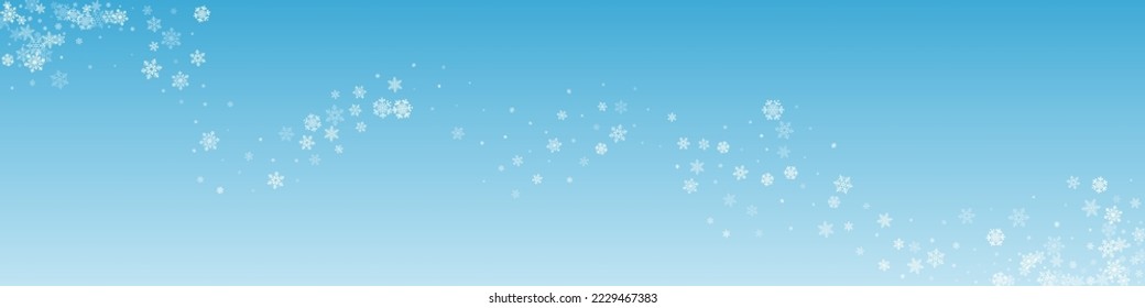 Silver Snowfall Vector Transparent Panoramic Background. Fantasy Gray Snowflake Holiday. Snow Falling Wallpaper.