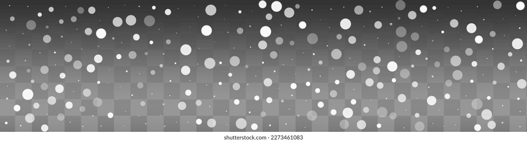 Silver Snowfall Vector Transparent Panoramic Background. Falling Snow Holiday. White New Wallpaper. magic Snowflake Card.