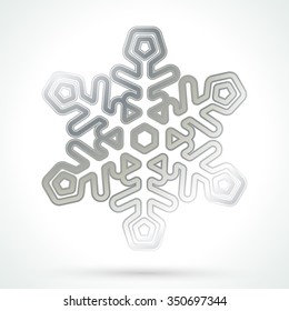 Silver snowflake icon. Abstract winter symbol. Decorative element for brochure, flyer, greeting card. Vector illustration.