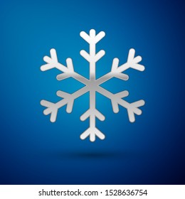 Silver Snowflake icon isolated on blue background.  Vector Illustration