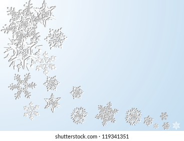silver snowflake  on blue background