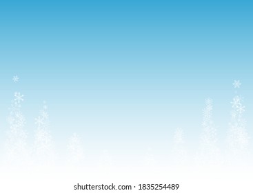 Silver Snowflake Vector Blue Background. Xmas Snowfall Pattern. Gray Sky Holiday. New Snow Card.