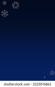 Silver Snowflake Vector Blue Background. Fantasy Snowfall Card. Gray magic Backdrop. Holiday Snow Pattern.