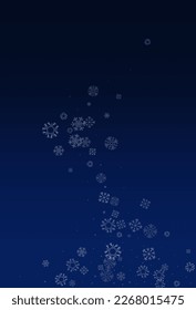 Silver Snowflake Vector Blue Background. Winter Snow Transparent. Gray Falling Illustration. Xmas Snowfall Holiday.