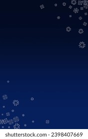 Silver Snowflake Vector Blue Background. Holiday Snow Transparent. White Abstract Wallpaper. Xmas Snowfall Pattern.