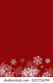 Silver Snowflake Vector Burgundy Background. Winter Gray Snowfall Pattern. Snow Sky Illustration.