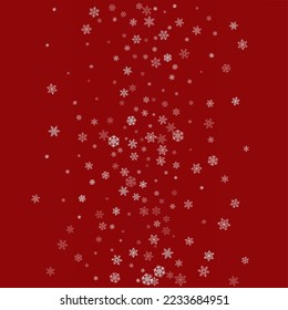 Silver Snowflake Vector Burgundy Background. Winter White Snowfall Texture. Snow Falling Holiday.
