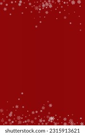 Silver Snowflake Vector Burgundy Background. Fantasy White Snowfall Texture. Snow Christmas Pattern.