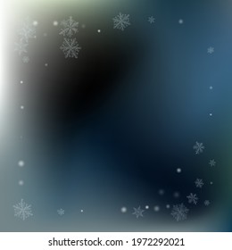 Silver Snowflake Vector Gray Background. Christmas Snowfall Card. White Falling Backdrop. Abstract Snow Design.