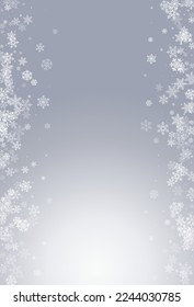 Silver Snowflake Vector Gray Background. Winter White Snowfall Illustration. Snow Falling Holiday.