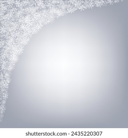 Silver Snowflake Vector Gray Background. Xmas Snowfall Banner. Gray Light Pattern. Fantasy Snow Illustration.