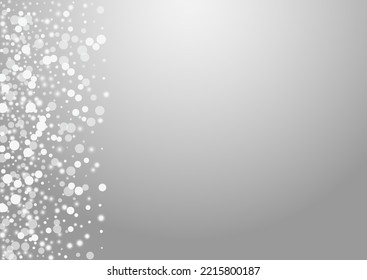 Silver Snowflake Vector Grey Background. Overlay Elegant Flake Texture. Glow Stars Backdrop. Subtle Snowstorm Illustration.