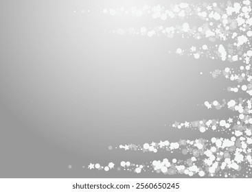 Silver Snowflake Vector Grey Background. Grey Festive Snow Postcard. Winter Dots Pattern. Subtle Flake Card.