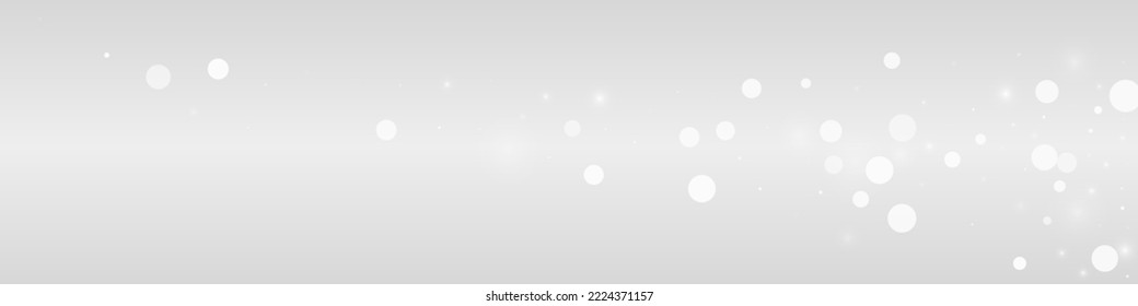 Silver Snowflake Vector Grey Panoramic Background. Winter Snowfall Design. Gray Holiday Banner. Abstract Snow Texture.