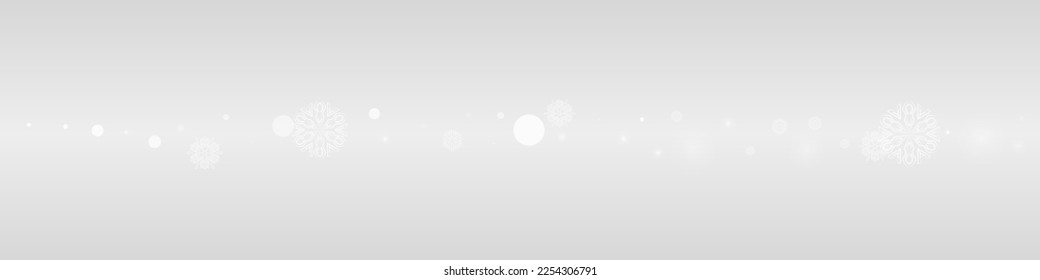 Silver Snowflake Vector Grey Panoramic Background. New Snow Holiday. Gray Falling Card. Fantasy Snowfall Texture.