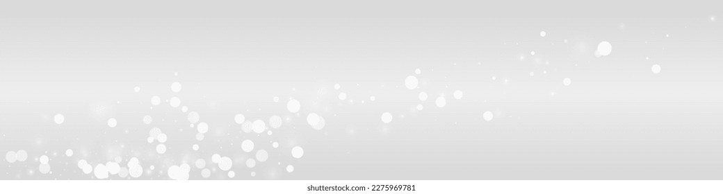Silver Snowflake Vector Grey Panoramic Background. magic Snowfall Card. Gray New Illustration. Light Snow Texture.