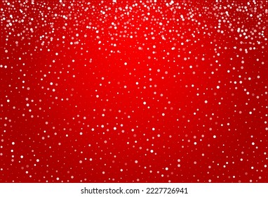 Silver Snowflake Vector Red Background. magic Gray Snowfall Backdrop. Snow Christmas Design.