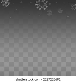 Silver Snowflake Vector Transparent Background. Abstract Snowfall Card. White New Backdrop. Holiday Snow Texture.