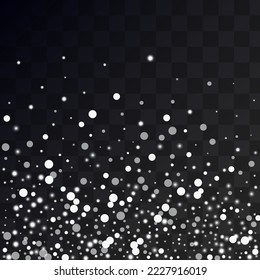 Silver Snowflake Vector Transparent Background. Christmas Snowfall Wallpaper. White Falling Texture. Fantasy Snow Banner.