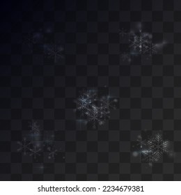 Silver Snowflake Vector Transparent Background. Falling Snowfall Design. Gray Winter Backdrop. magic Snow Pattern.