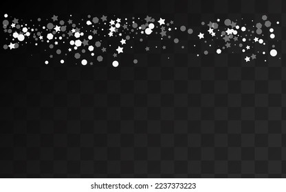 Silver Snowflake Vector Transparent Background. Winter Snowfall Backdrop. White magic Texture. New Snow Card.