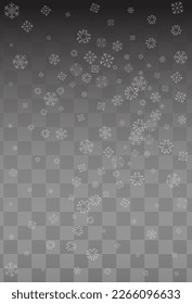 Fondo transparente del vector de copo de nieve plateado. Textura de nieve de Navidad. Ilustración de magia gris. Tarjeta de nieve de Navidad.
