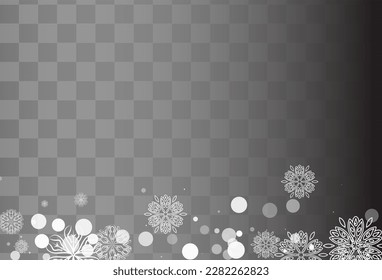 Silver Snowflake Vector Transparent Background. Abstract Snowfall Banner. Gray Winter Texture. Xmas Snow Wallpaper.