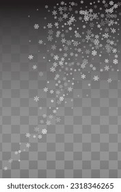 Silver Snowflake Vector Transparent Background. magic Gray Snowfall Wallpaper. Snow Fantasy Design.