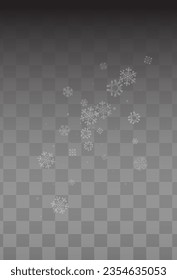 Silver Snowflake Vector Transparent Background. Holiday Snow Backdrop. Gray New Illustration. Fantasy Snowfall Design.