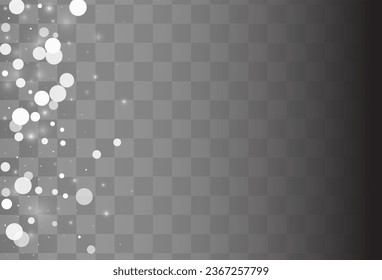 Silver Snowflake Vector Transparent Background. Falling Snowfall Card. Gray Abstract Holiday. Christmas Snow Texture.