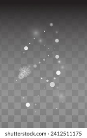 Silver Snowflake Vector Transparent Background. Fantasy Snowfall Texture. White New Pattern. Winter Snow Illustration.
