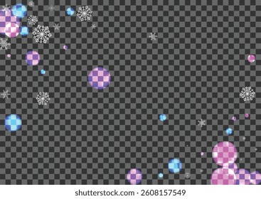 Silver Snowflakes Background Transparent Vector. Snowfall Blurry Design. Gray Season. White Blur Blurred. December Card.