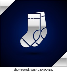 Silver Socks icon isolated on dark blue background.  Vector Illustration