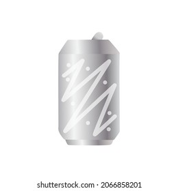 Silver soda can abstract design flat icon.