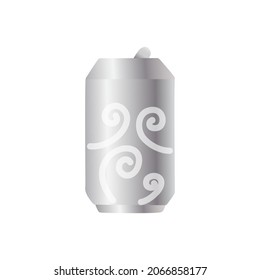 Silver soda can curves design flat icon.