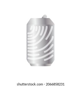 Silver soda can fingerprint flat icon.