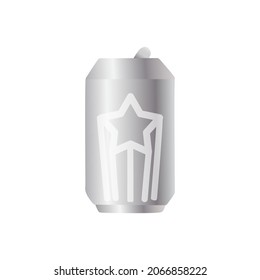 Silver soda can star flat icon.