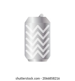 Silver soda can waves flat icon.