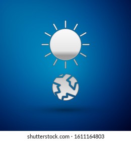 Silver Solstice icon isolated on blue background.  Vector Illustration