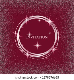 Silver sparkles on a red background. Silver glitter background. logo, logotype, badge for card, VIP, exclusive, certificate, gift, luxury, privilege, voucher, store, gift, shopping. - Vector graphics