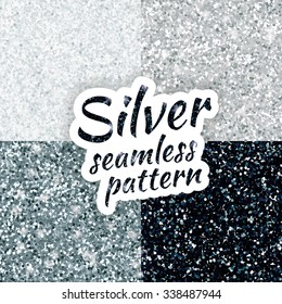 Silver sparkles texture, with shine and glossy confetti. Silver glitter for texture or background, for xmas, year, new, holiday, festive, event. silvern sparkles vector background, white, gray, black.