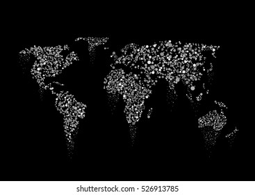 Plata brilla en el mapa mundial. Ilustración de tierra Abstractas
