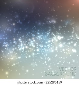 Silver sparkling background with glowing sparkles and glitters. Shiny holiday illustration